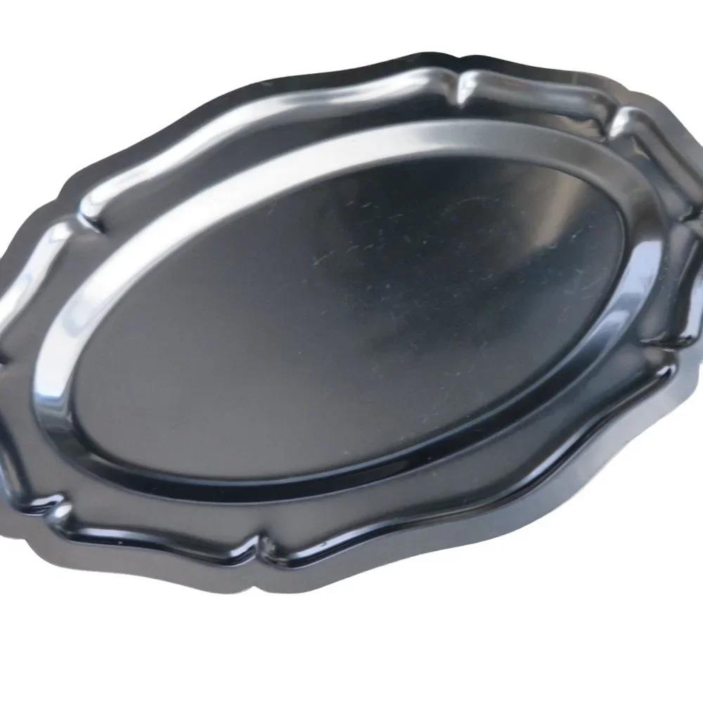Vintage Stainless Steel Tray Vanity Serving Trinket Cosmetic Dresser Table